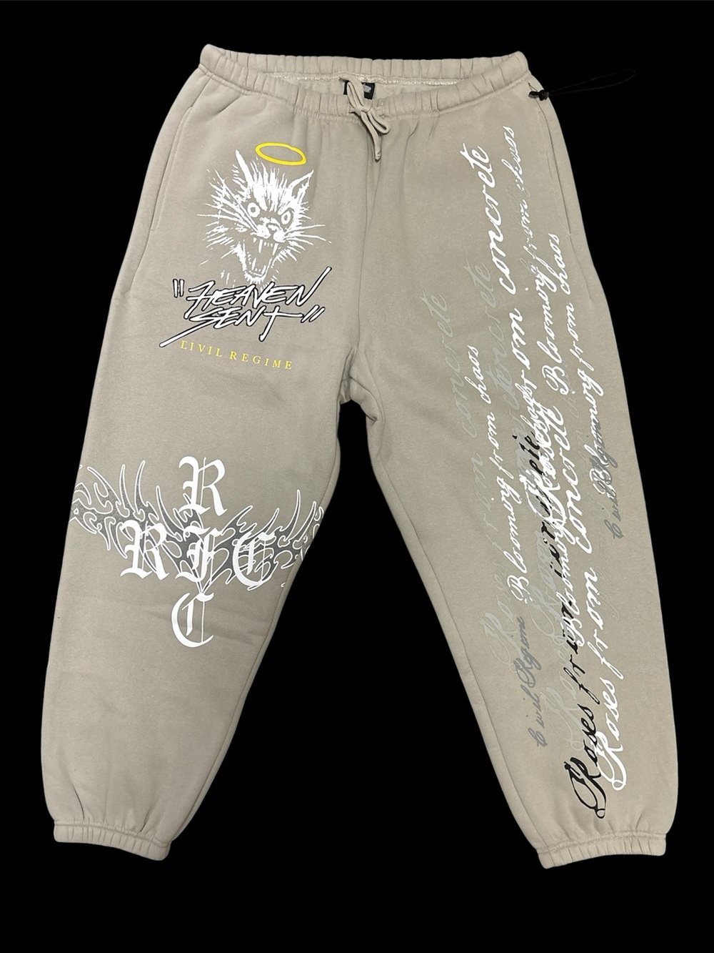 Civil Regime No Mercy Ash Gray Sweatpants Joggers Size: Large NWT oversized